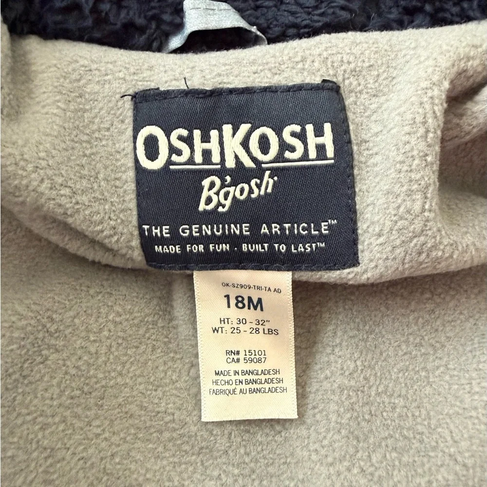 OshKosh B'gosh Cozy Colorblock Navy/Gray Bear Hooded Snowsuit